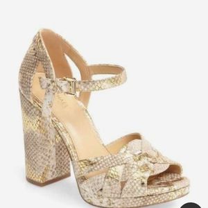 MICHAEL Michael Kors Annaliese metallic snakeskin print heels
